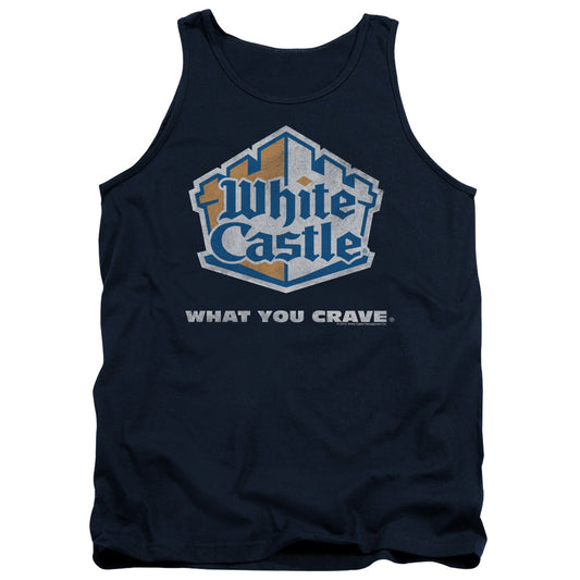 WHITE CASTLE : DISTRESSED LOGO ADULT TANK NAVY 2X