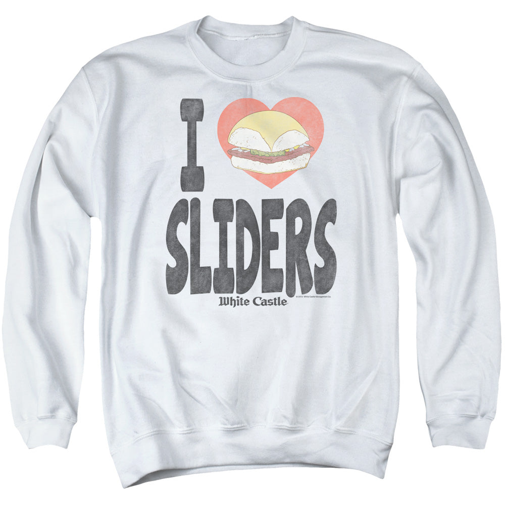 WHITE CASTLE : I HEART SLIDERS ADULT CREW SWEAT White MD