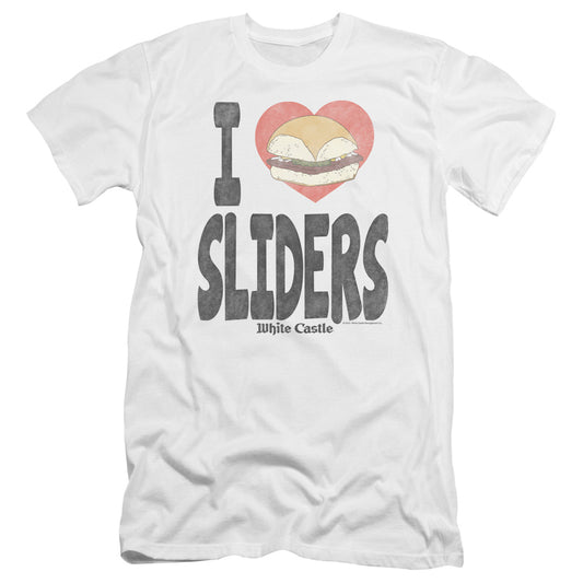 WHITE CASTLE : I HEART SLIDERS PREMIUM CANVAS ADULT SLIM FIT 30\1 WHITE 2X