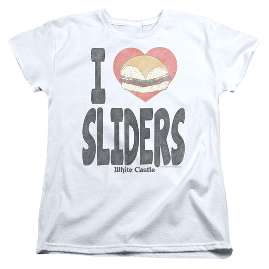 WHITE CASTLE : I HEART SLIDERS S\S WOMENS TEE WHITE 2X