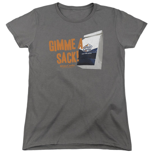 WHITE CASTLE : GIMMIE A SACK WOMENS SHORT SLEEVE CHARCOAL 2X