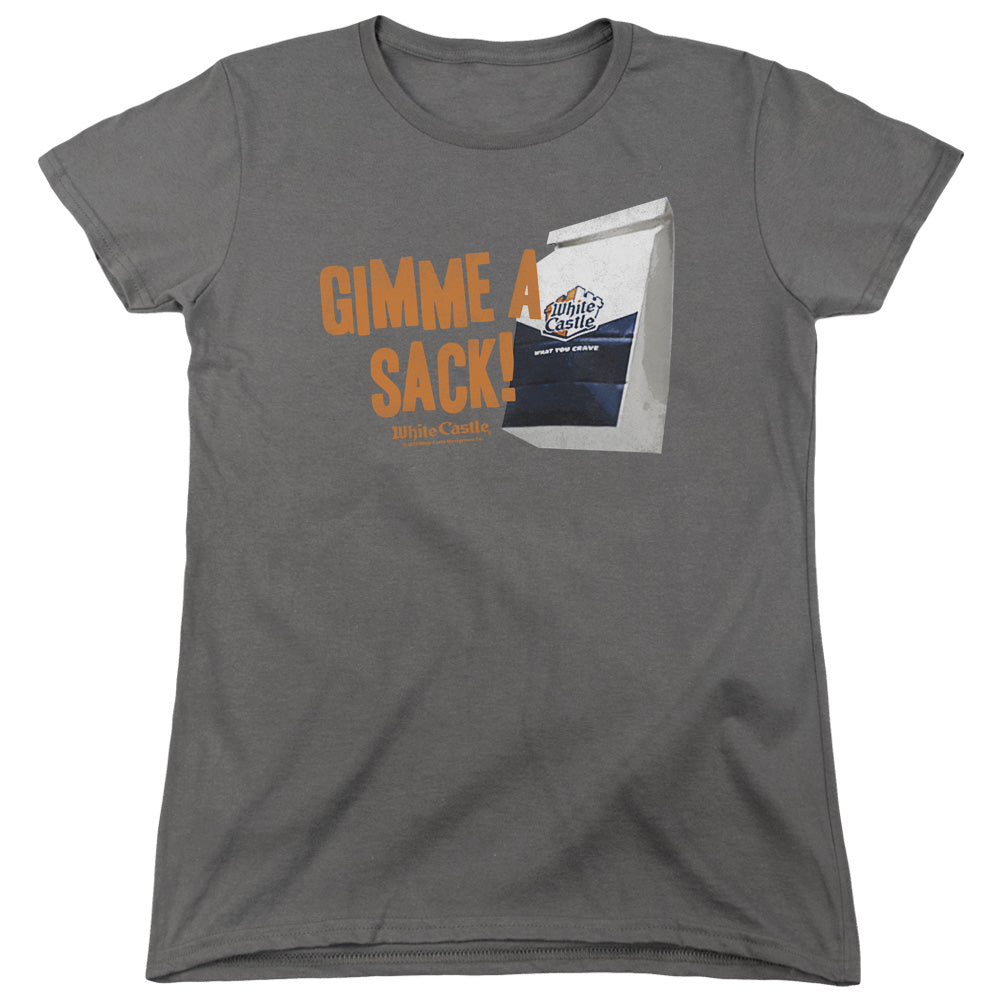 WHITE CASTLE : GIMMIE A SACK WOMENS SHORT SLEEVE CHARCOAL MD