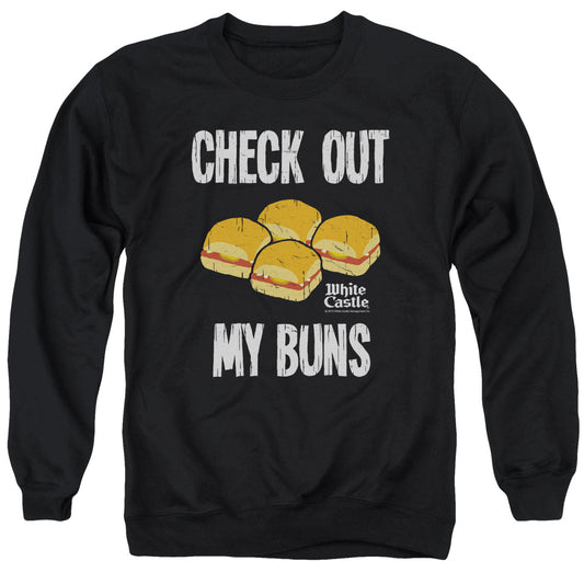 WHITE CASTLE : MY BUNS ADULT CREW NECK SWEATSHIRT BLACK LG