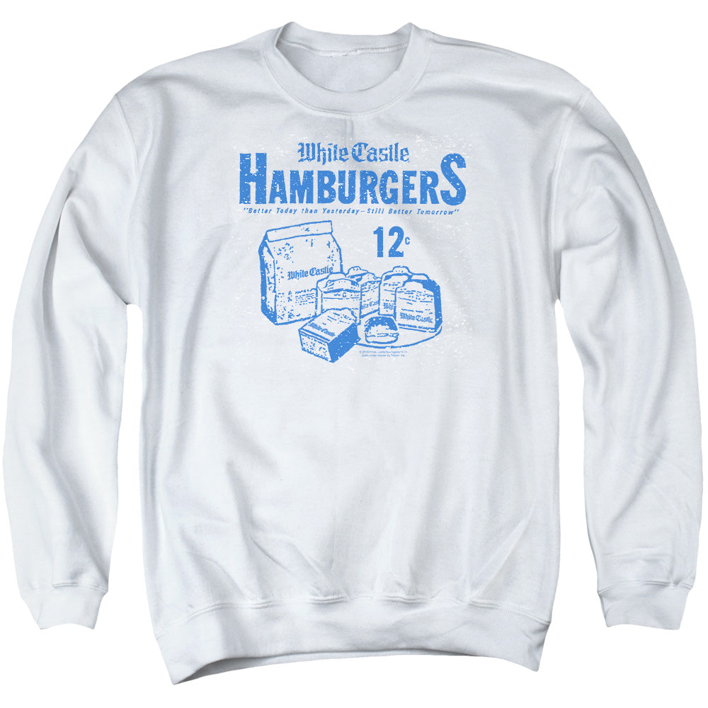 WHITE CASTLE : 12 CENTS ADULT CREW NECK SWEATSHIRT WHITE 3X