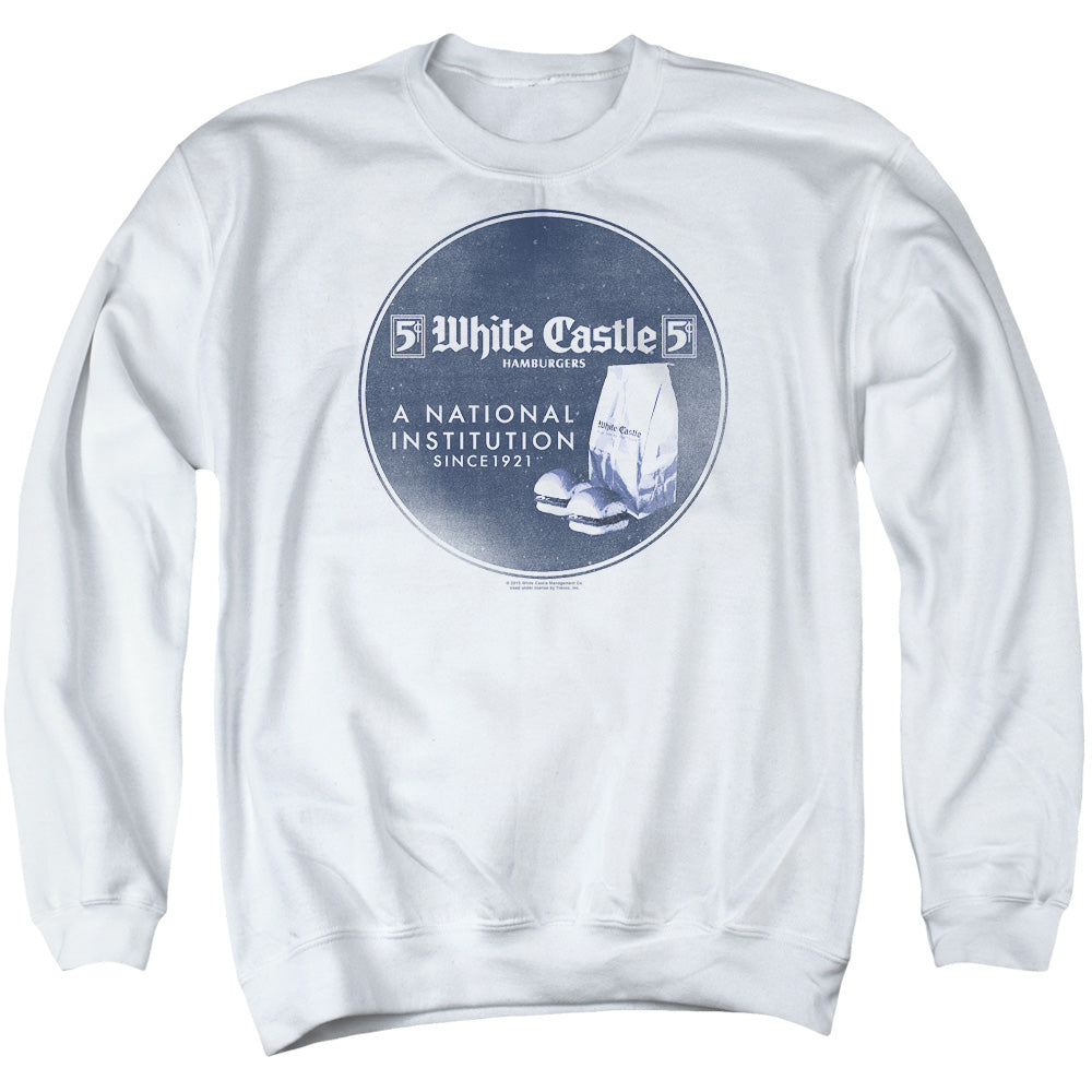 WHITE CASTLE : NATIONAL INSTITUTION ADULT CREW NECK SWEATSHIRT WHITE 2X