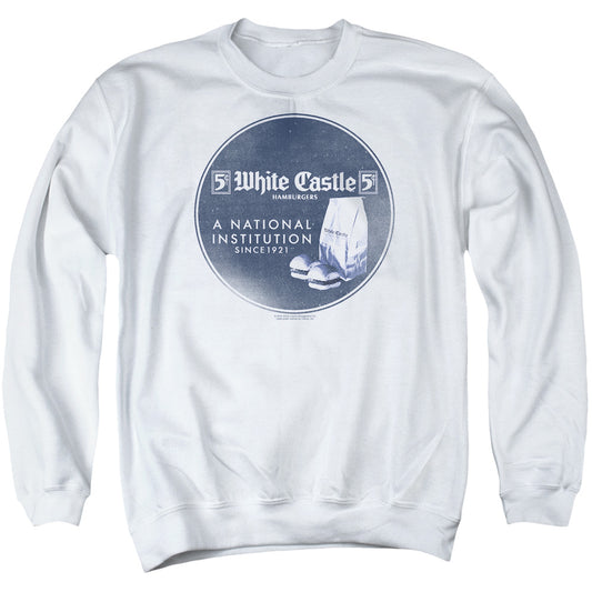 WHITE CASTLE : NATIONAL INSTITUTION ADULT CREW NECK SWEATSHIRT WHITE LG