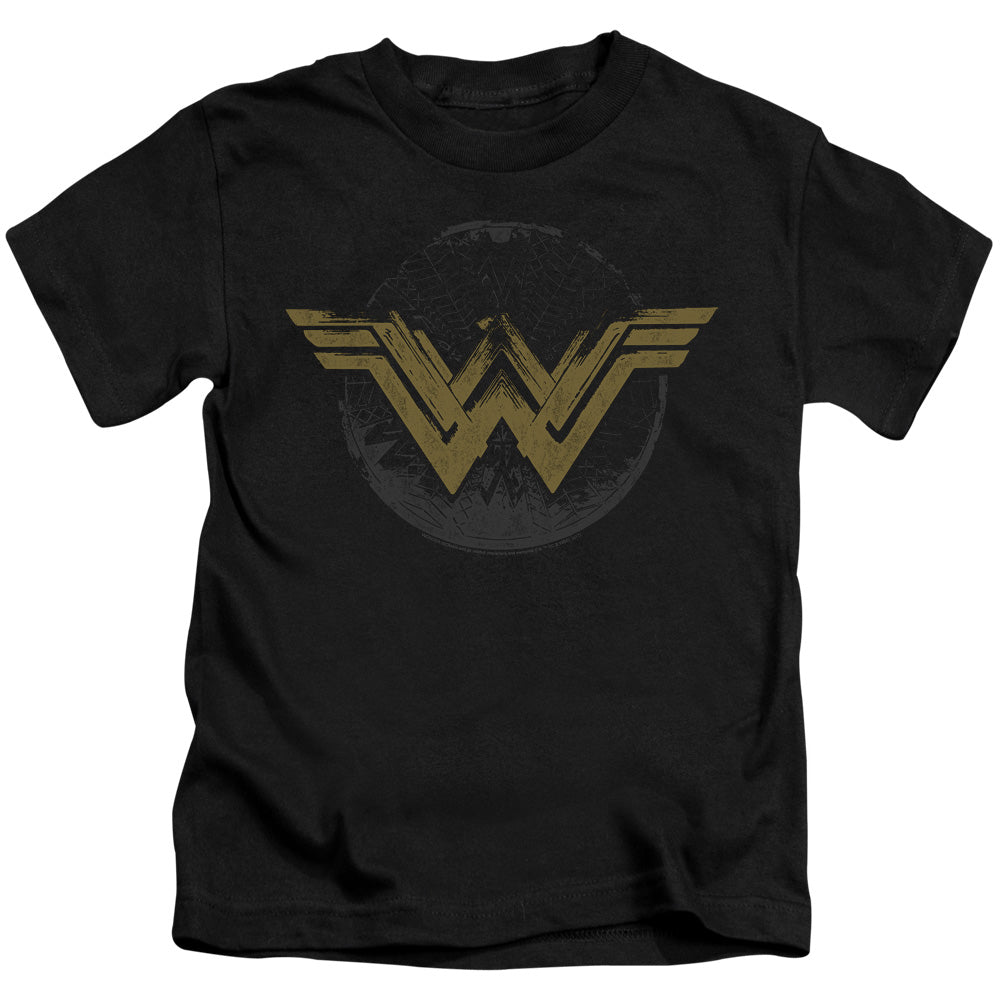 WONDER WOMAN MOVIE : DISTRESSED LOGO S\S JUVENILE 18\1 Black MD (5\6)