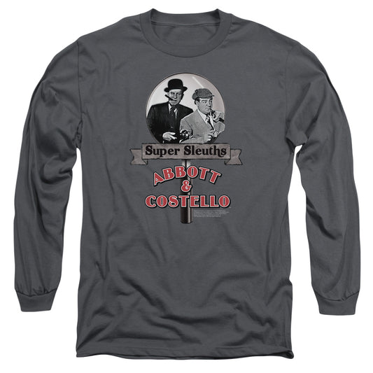 ABBOTT AND COSTELLO : SUPER SLEUTHS L\S ADULT T SHIRT 18\1 CHARCOAL 2X