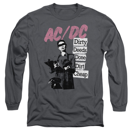AC\DC : DIRTY DEEDS L\S ADULT T SHIRT 18\1 Charcoal XL