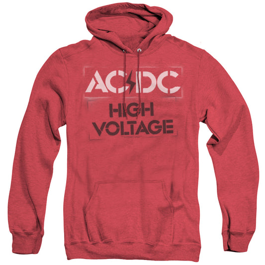 AC\DC : HIGH VOLTAGE STENCIL ADULT HEATHER HOODIE RED SM