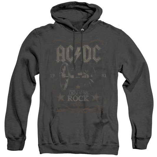 AC\DC : ROCK LABEL ADULT HEATHER HOODIE BLACK 2X