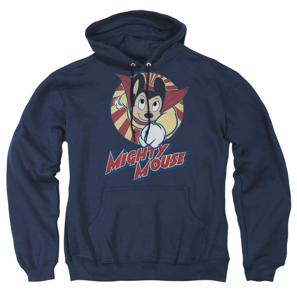 MIGHTY MOUSE : THE ONE THE ONLY ADULT PULL OVER HOODIE Navy 2X