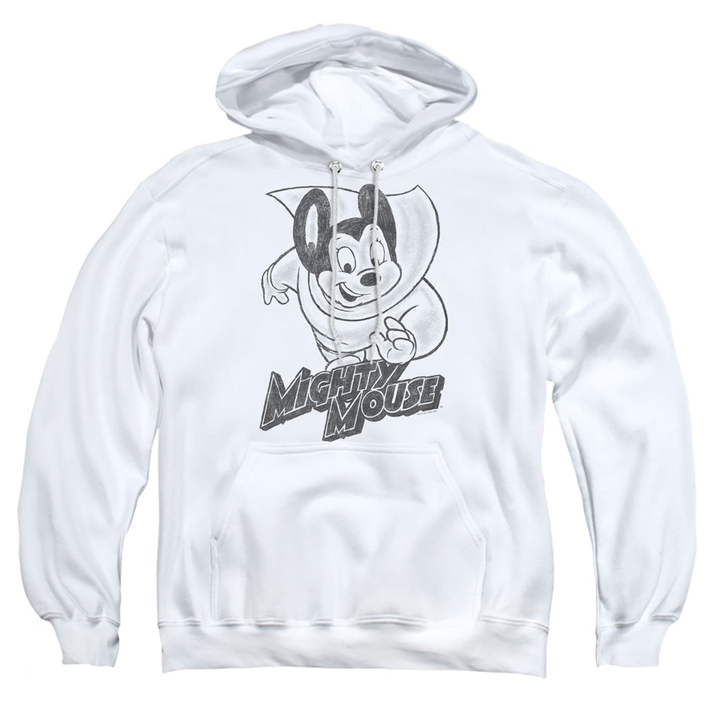 MIGHTY MOUSE : MIGHTY SKETCH ADULT PULL OVER HOODIE White 2X