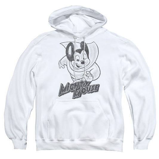 MIGHTY MOUSE : MIGHTY SKETCH ADULT PULL OVER HOODIE White 3X