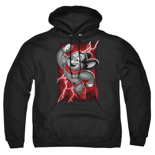 MIGHTY MOUSE : MIGHTY STORM ADULT PULL OVER HOODIE Black 2X