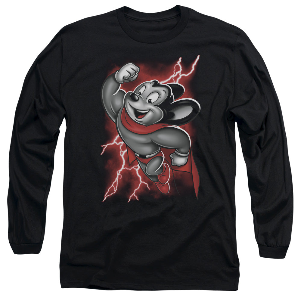 MIGHTY MOUSE : MIGHTY STORM L\S ADULT T SHIRT 18\1 BLACK 2X