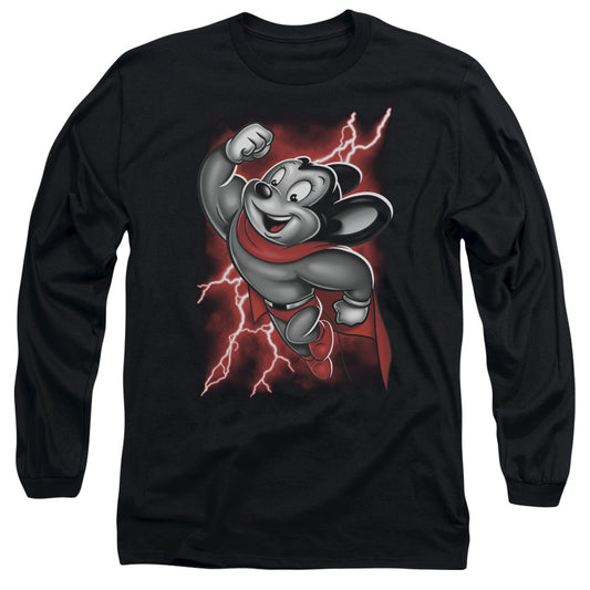 MIGHTY MOUSE : MIGHTY STORM L\S ADULT T SHIRT 18\1 BLACK 2X