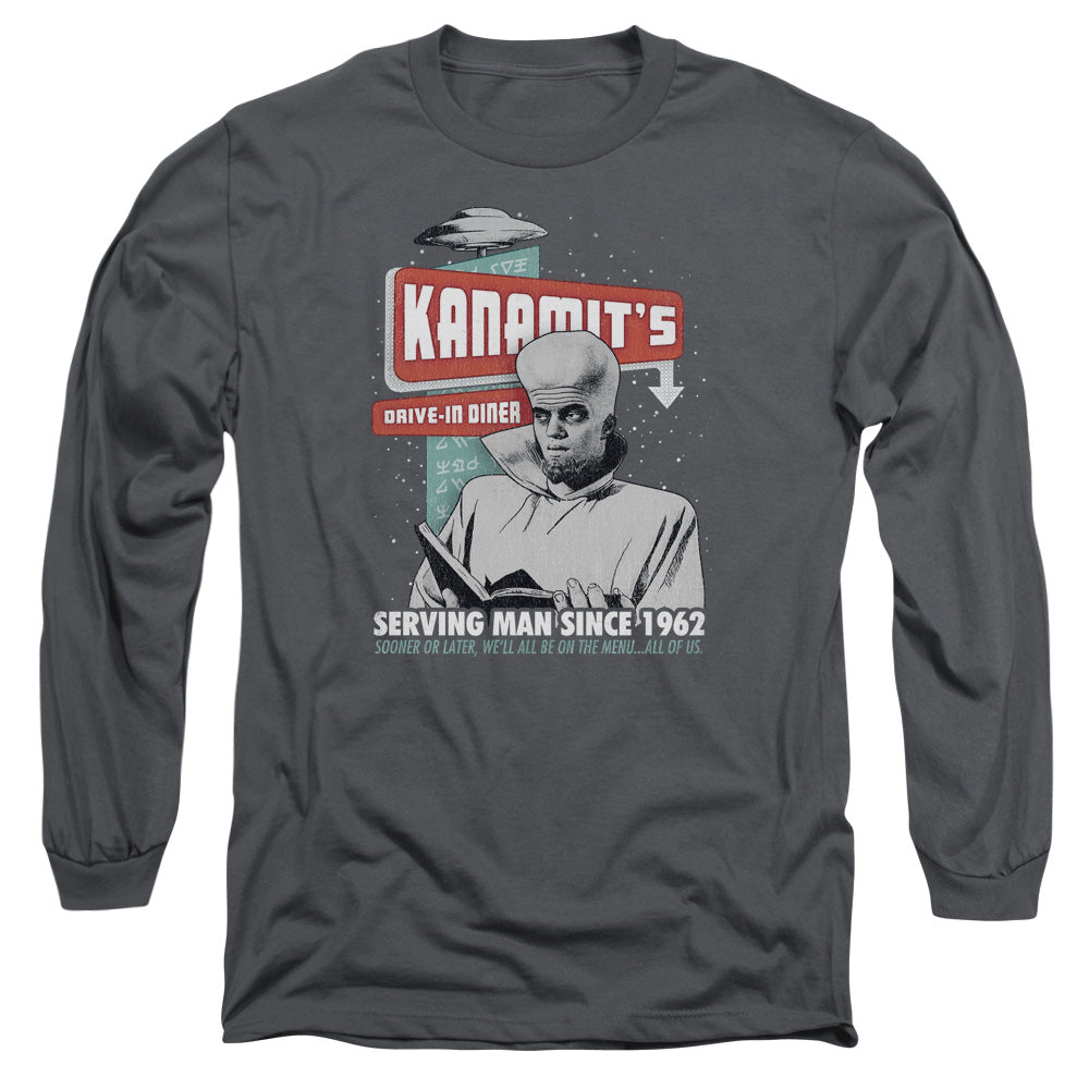 TWILIGHT ZONE : KANAMIT'S DINER L\S ADULT T SHIRT 18\1 Charcoal 2X