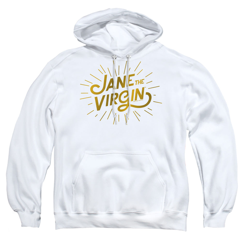 JANE THE VIRGIN : GOLDEN LOGO ADULT PULL OVER HOODIE White 3X