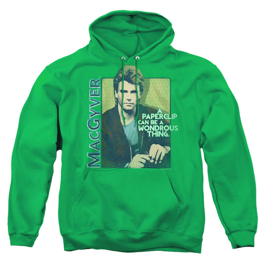 MACGYVER : WONDEROUS PAPERCLIP ADULT PULL OVER HOODIE KELLY GREEN MD