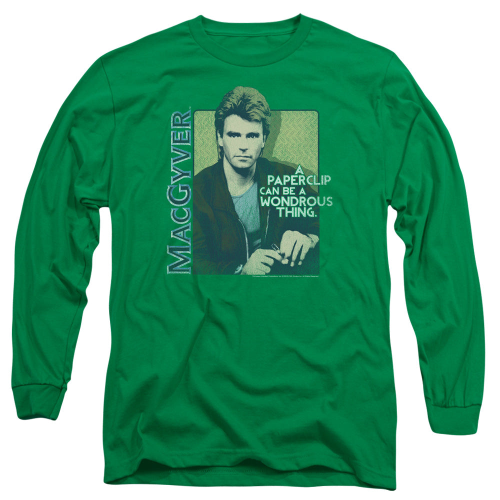 MACGYVER : WONDEROUS PAPERCLIP L\S ADULT T SHIRT 18\1 Kelly Green 2X