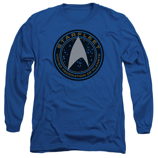 STAR TREK BEYOND : STARFLEET PATCH L\S ADULT T SHIRT 18\1 Royal Blue 2X