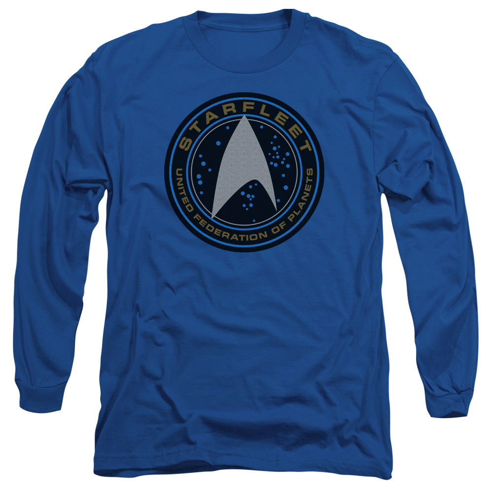 STAR TREK BEYOND : STARFLEET PATCH L\S ADULT T SHIRT 18\1 Royal Blue MD