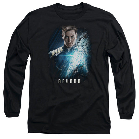 STAR TREK BEYOND : KIRK POSTER L\S ADULT T SHIRT 18\1 BLACK 3X