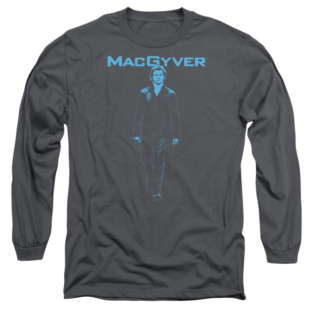 MACGYVER : MONO BLUE L\S ADULT T SHIRT 18\1 Charcoal 2X