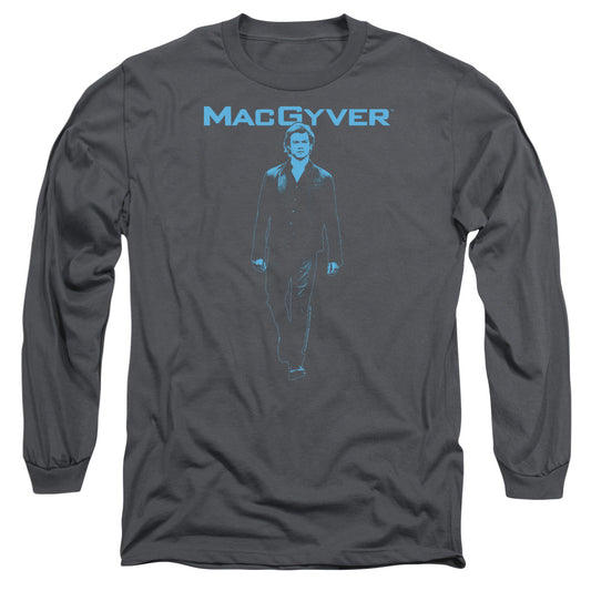 MACGYVER : MONO BLUE L\S ADULT T SHIRT 18\1 Charcoal 3X