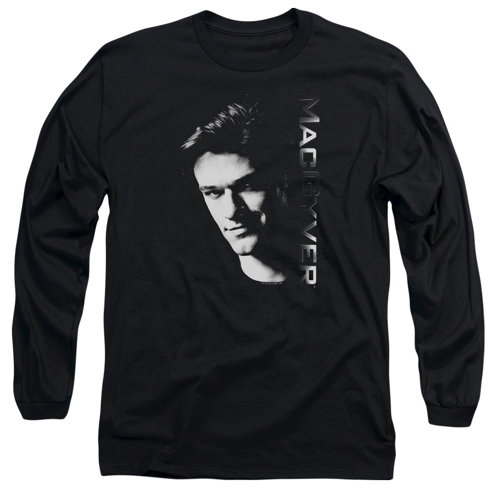 MACGYVER : FACE L\S ADULT T SHIRT 18\1 Black SM