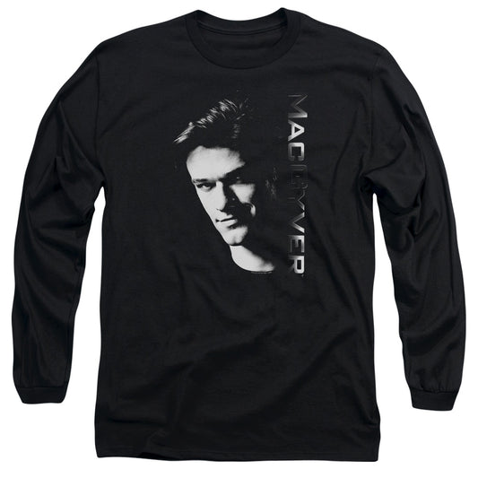 MACGYVER : FACE L\S ADULT T SHIRT 18\1 Black MD