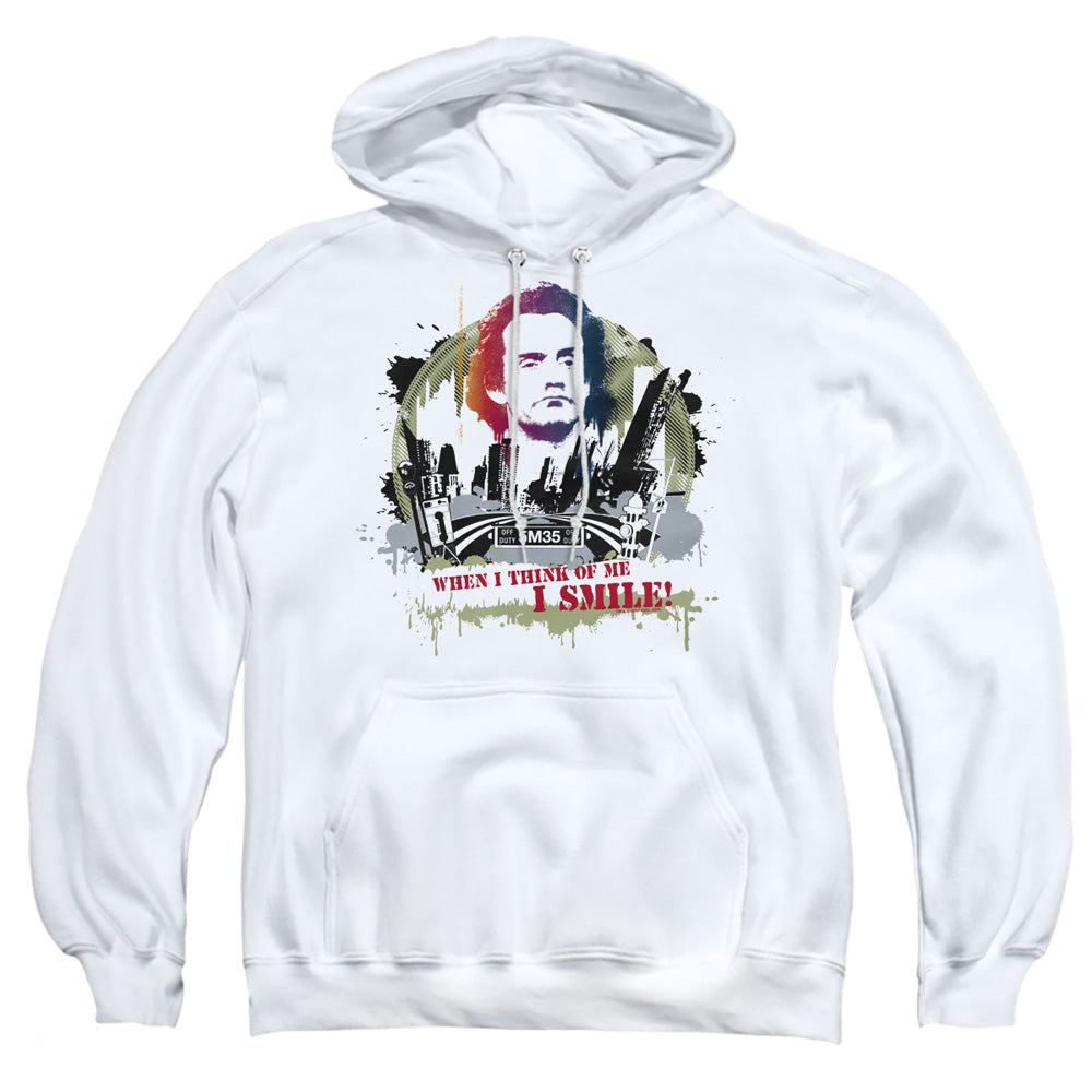 TAXI : SMILING JIM ADULT PULL OVER HOODIE White 2X