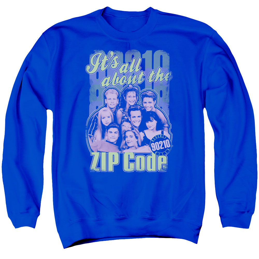 90210 : ZIP CODE ADULT CREW NECK SWEATSHIRT ROYAL BLUE XL