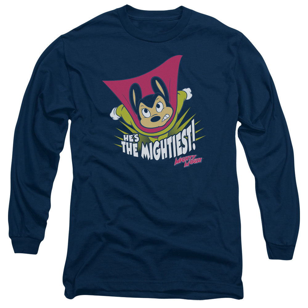 MIGHTY MOUSE : THE MIGHTIEST L\S ADULT T SHIRT 18\1 Navy 2X