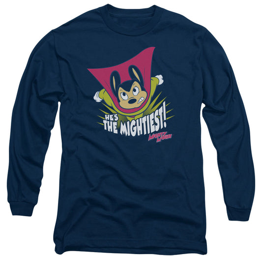 MIGHTY MOUSE : THE MIGHTIEST L\S ADULT T SHIRT 18\1 Navy XL