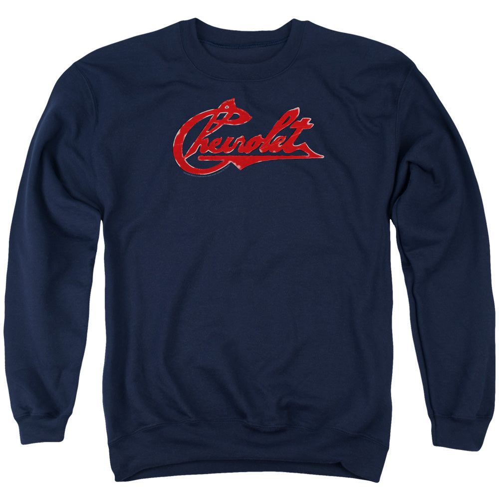 CHEVROLET : CHEVROLET SCRIPT DISTRESSED ADULT CREW SWEAT Navy 2X