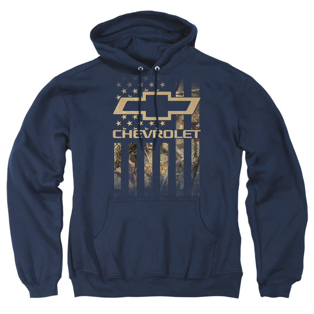 CHEVROLET : CAMO FLAG ADULT PULL OVER HOODIE Navy 2X