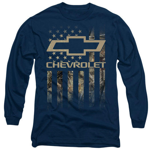 CHEVROLET : CAMO FLAG L\S ADULT T SHIRT 18\1 Navy 2X