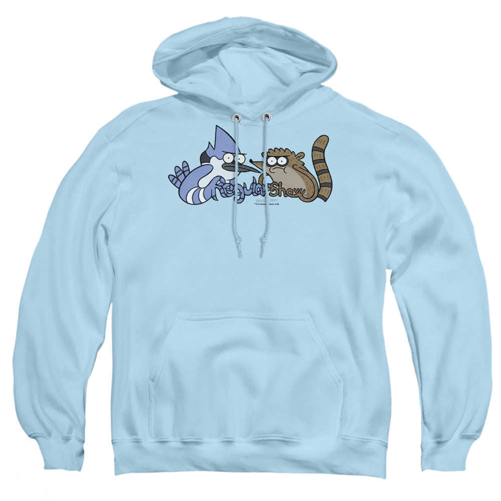 REGULAR SHOW : TATTOO ART ADULT PULL OVER HOODIE LIGHT BLUE MD