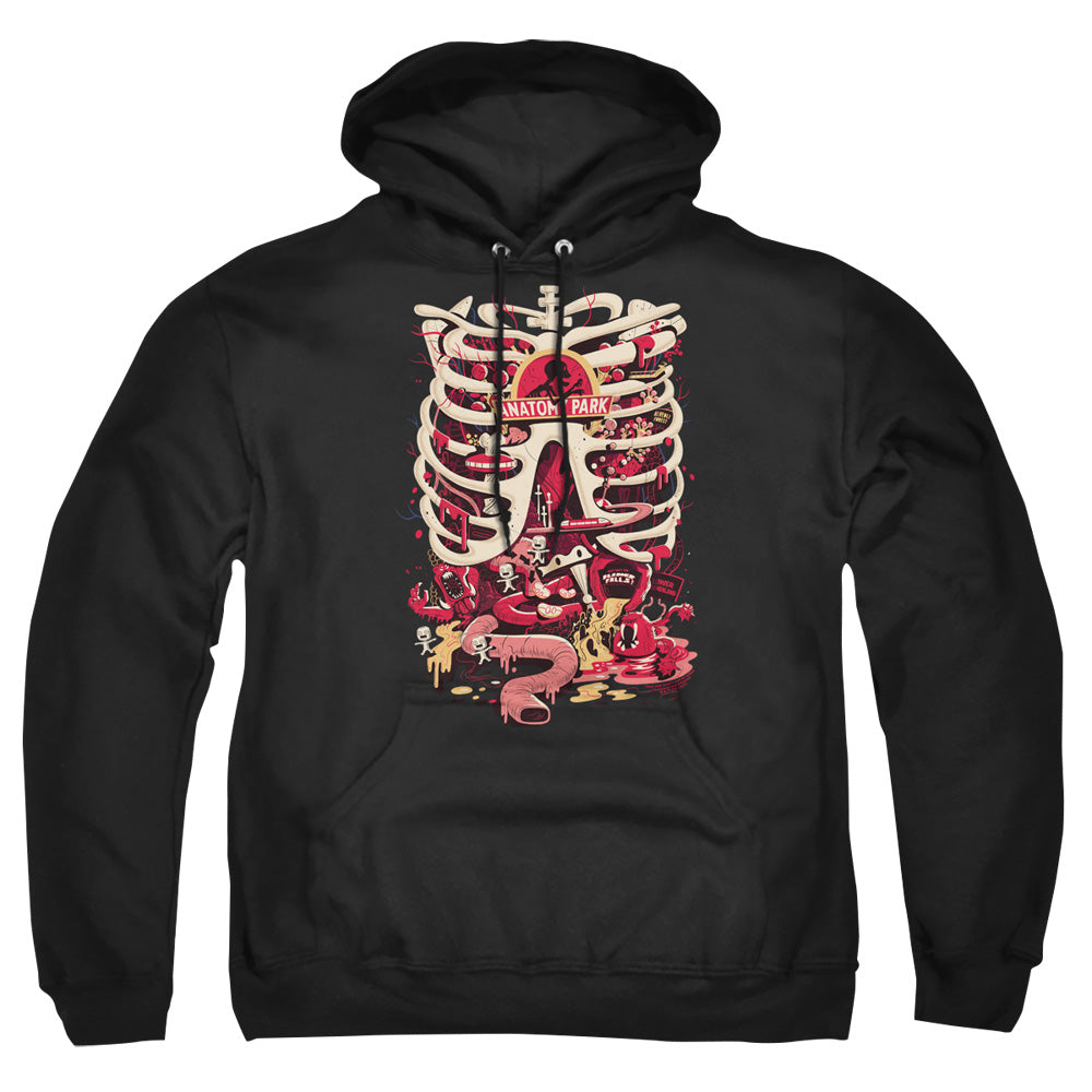 RICK AND MORTY : ANATOMY PARK LOGO ADULT PULL-OVER HOODIE Black 5X