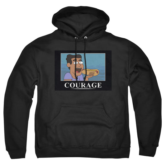 RICK AND MORTY : COURAGE POSTER ADULT PULL OVER HOODIE Black LG