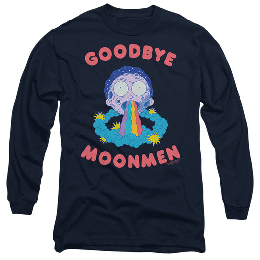 RICK AND MORTY : GOODBYE MOONMEN L\S ADULT T SHIRT 18\1 Navy 2X