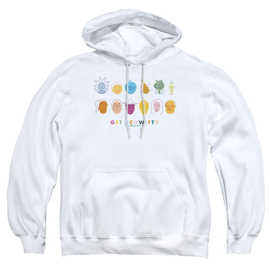 RICK AND MORTY : GET SCHWIFTY ADULT PULL OVER HOODIE White 2X