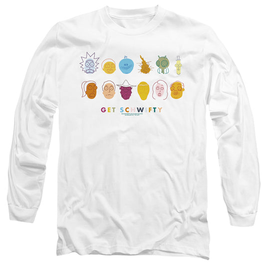 RICK AND MORTY : GET SCHWIFTY L\S ADULT T SHIRT 18\1 White 2X