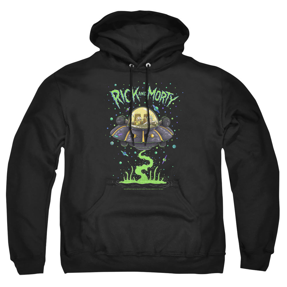 RICK AND MORTY : DRUNK RICK SHIP ADULT PULL OVER HOODIE Black 2X