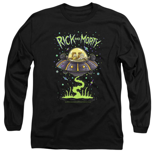 RICK AND MORTY : DRUNK RICK SHIP L\S ADULT T SHIRT 18\1 Black 2X