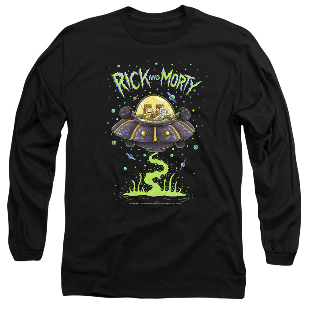 RICK AND MORTY : DRUNK RICK SHIP L\S ADULT T SHIRT 18\1 Black 3X