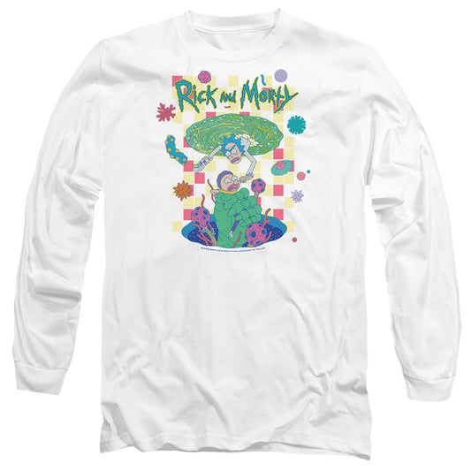 RICK AND MORTY : FALLING PORTALS L\S ADULT T SHIRT 18\1 White 2X