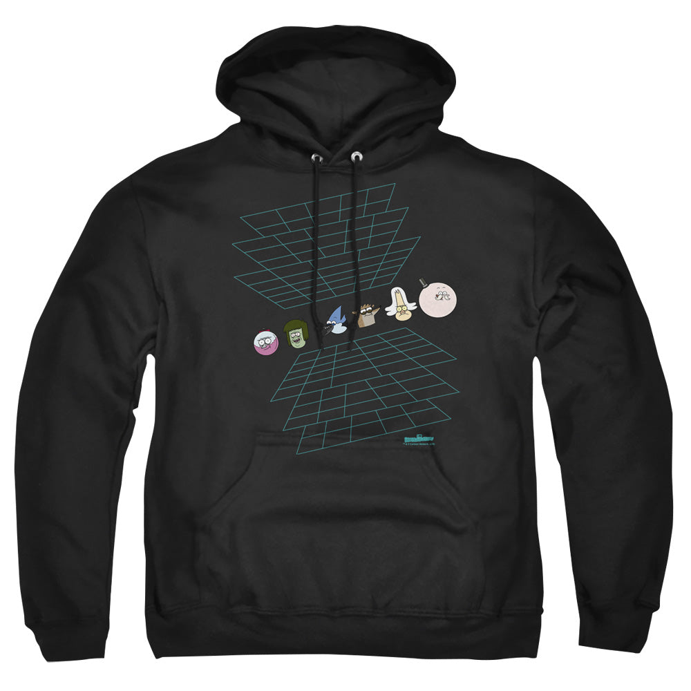 REGULAR SHOW : REGULAR GRID ADULT PULL OVER HOODIE Black 2X